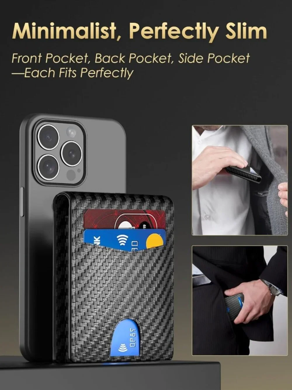 Slim Minimalist RFID Blocking Wallet for Men - Bifold Credit Card Holder with ID